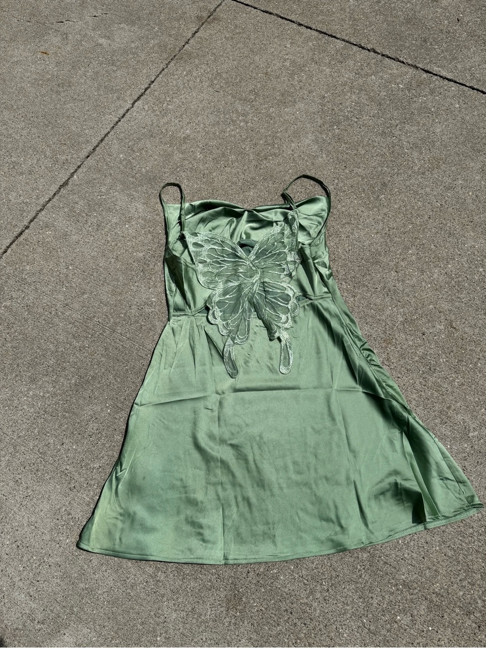 Cider Satin Slip Chemise in Sage Green - Picture 4 of 7
